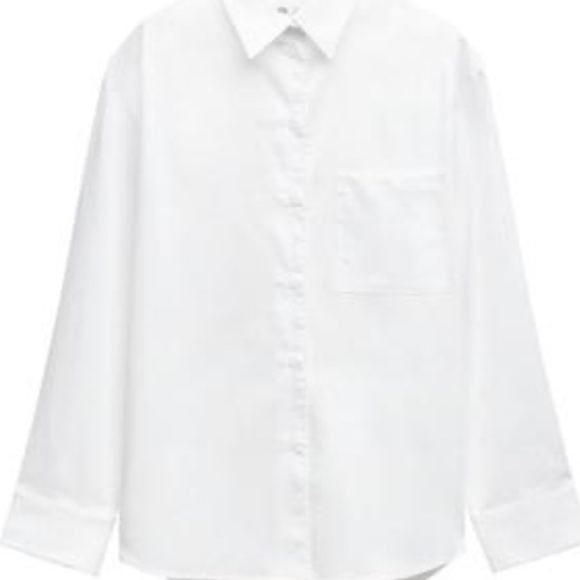 Zara Oversized Poplin Button Down Shirt NWT White - Picture 6 of 6